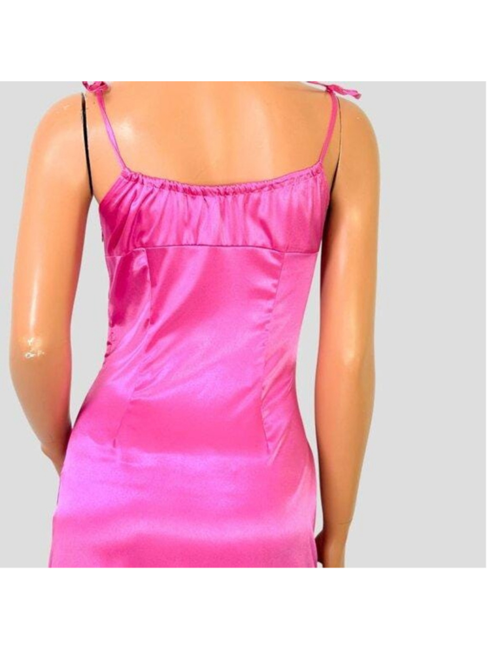 Y2K Milkmaid Babydoll Midi Slip Dress Sz. S Pink Fairy Satin Coquette Dainty - Picture 6 of 9